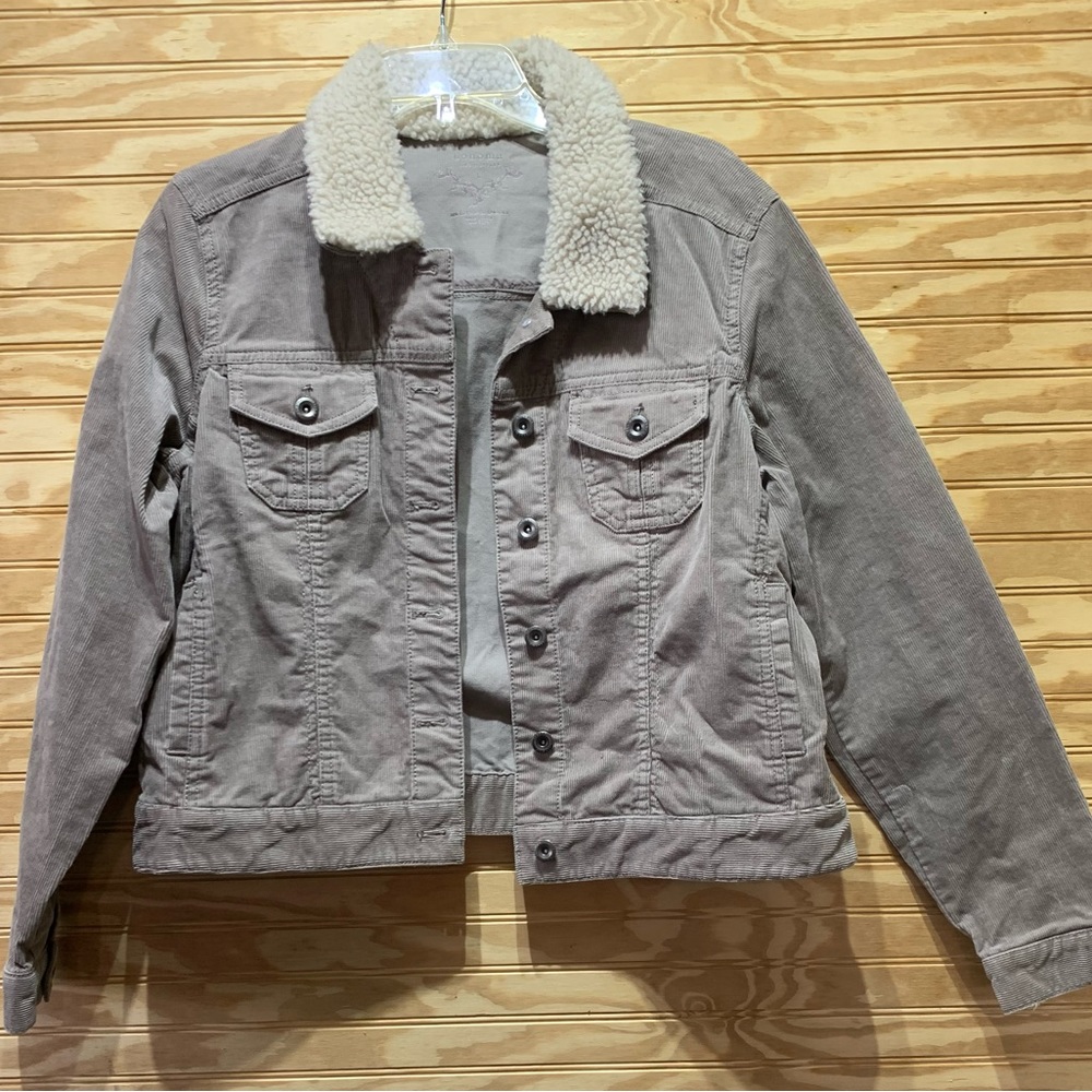 Corduroy Sherpa collar gray jacket Large